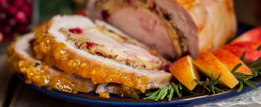 Arrosto ripieno con Parmigiano Reggiano, castagne e mele